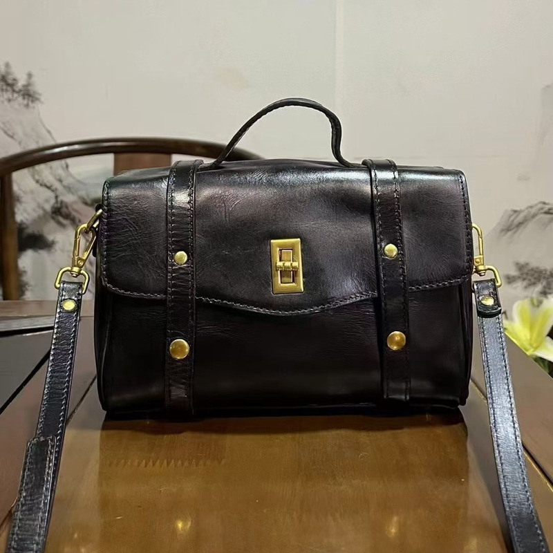 Tree Ointment Genuine Leather Mailman 2024 Autumn And Winter New Style Hand-Held Shoulder Crossbody Bag Fashionable Daily Commuting