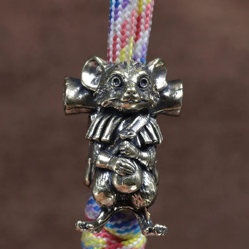 Rat Traveler Brass Knife Beads Animal Mouse EDC DIY Paracord Woven Bracelets Lanyard Pendants Accessories Outdoor Tool Hangings 250213