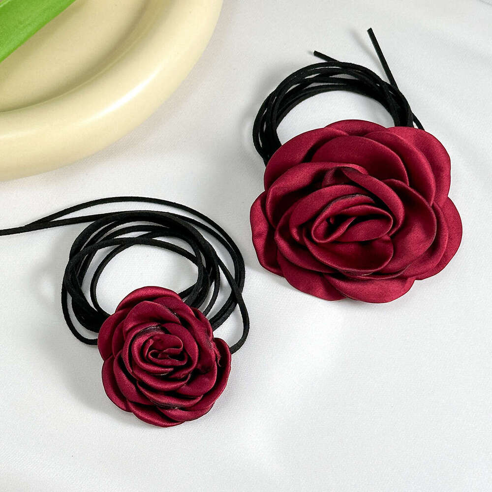 Choker Neckchain with wer Strap Rose Dinner Collar Accessories Necklace for Women