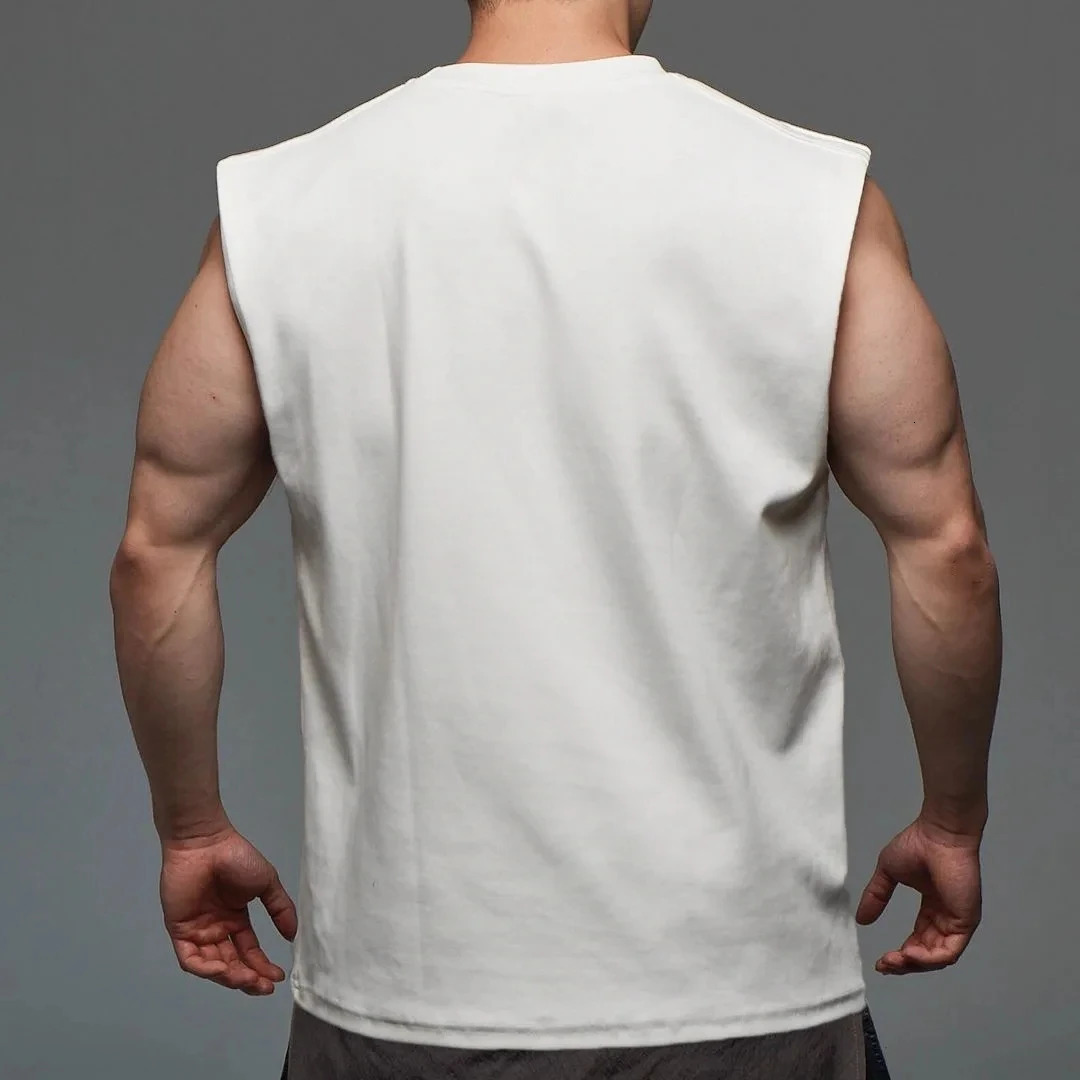 Men TankTop pure color cotton Summer vest Gym Muscle BodybuildingStreetwear sleeveless Shirt Workout Fitness SportLeisure 250219