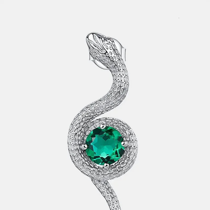 Diamond Serpentine Womens Earrings S925 Pure Silver Emerald Wrapped Snake European and American Style 250220