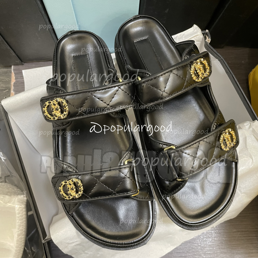 Designer slipper Women Sandals High Quality sliders Crystal Calfskin leather Casual shoes Quilted Platform Summer Comfortable Beach Slip On Ankle Strap Flip Flop