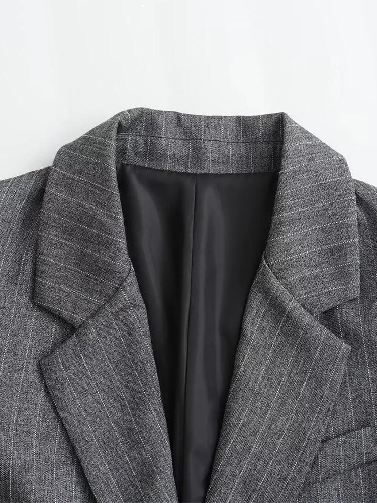 Willshela Women Fashion With Pockets Striped Single Breasted Blazer Vintage Notched Neck Long Sleeves Female Chic Lady Outfits 250219