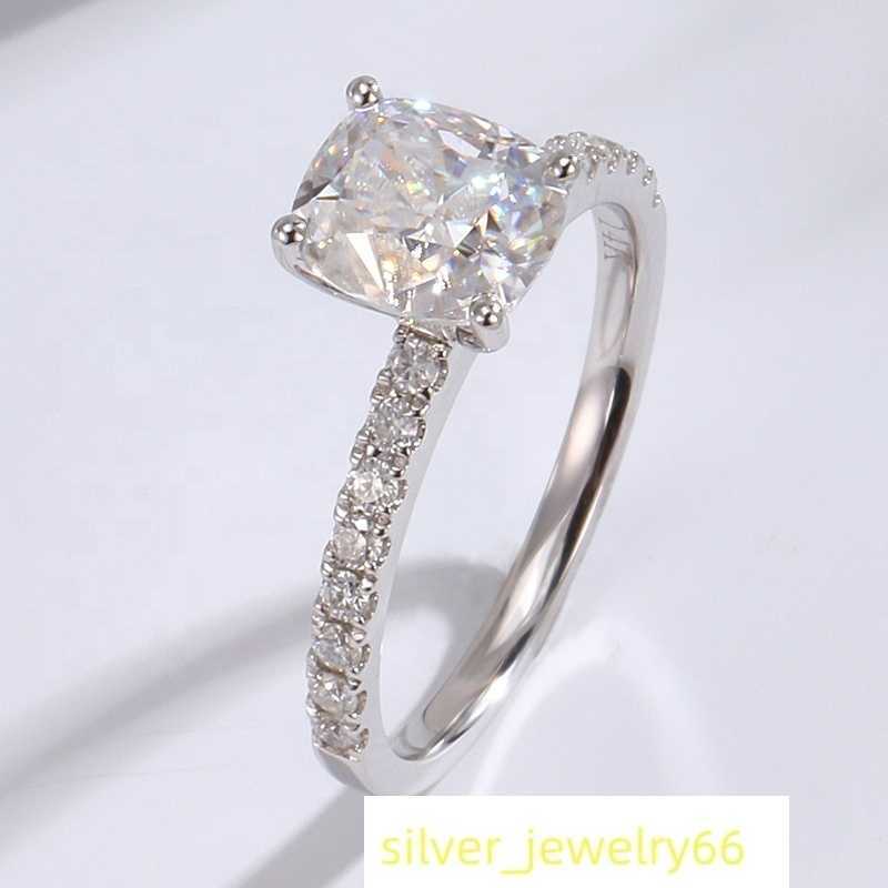 Cushion Moissanite Women Ring Customized Manufacturer Silver 925 Engagement Rings 10K 14k 18K Pure Gold Wedding Moissanite Rings