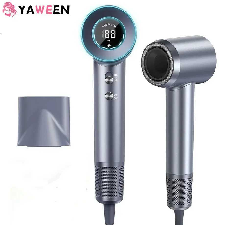 YAWEEN Negative Ion 0000RPM High-Speed Hair Dryer Professional Hair Dryer Low Noise LED Light Temperature Display Fast Drying W250220
