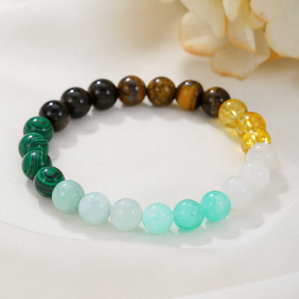 Charm Bracelets Hot selling tiger eye bracelet handmade bead elastic bracelet for men and women obsidian green peacock couple lucky bracelet H25220