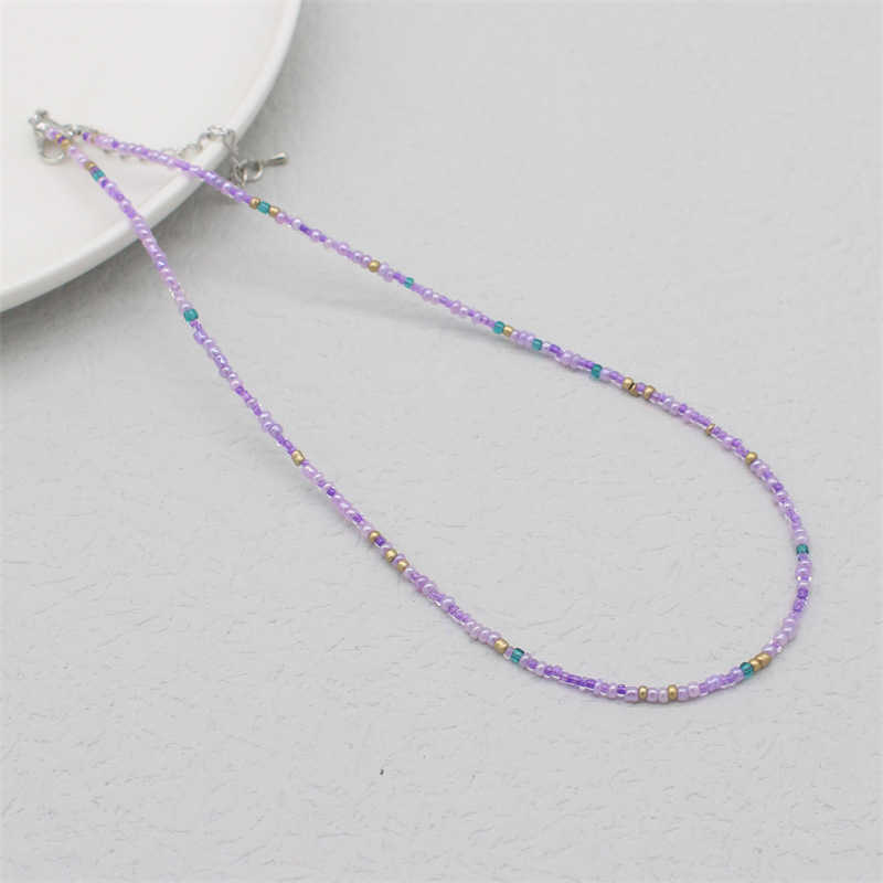 Pendant Necklaces Korean version Bohemian macaron colored beaded rice bead necklace with sweet girlish style and versatile accessories H25219