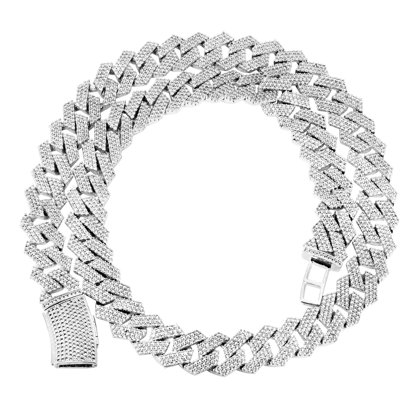 Custom Zirconia Moissanite Dia Cuban k 14mm Wide Rhodium Plating Necklace Sier Iced Out Chain for Men