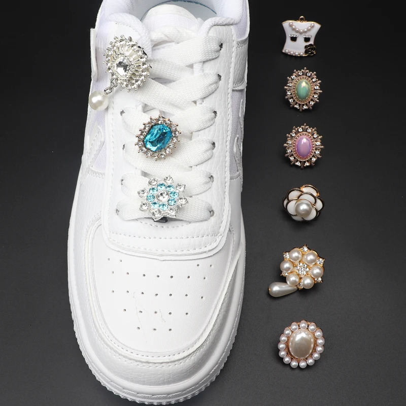 Shoelaces Clips Buckle Decorations Shoe Charms Rhinestones Pearl Gem Girl Gift for Sneakers Casual Fashion Shoes Accessory 1PCS 250219
