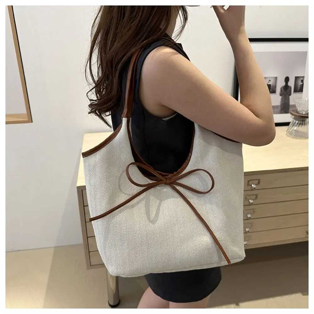 Simple Large Capacity Shoulder Bags Solid Color Portable Big Handbags Canvas Bag for Outdoor TravelC250412