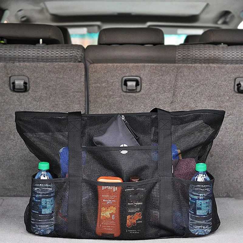 8 Pockets Summer Large Beach Bag For Towels Mesh Durable Travel Handbag Toys Organizer Waterproof Underwear Swimming Storage Bag Z250219