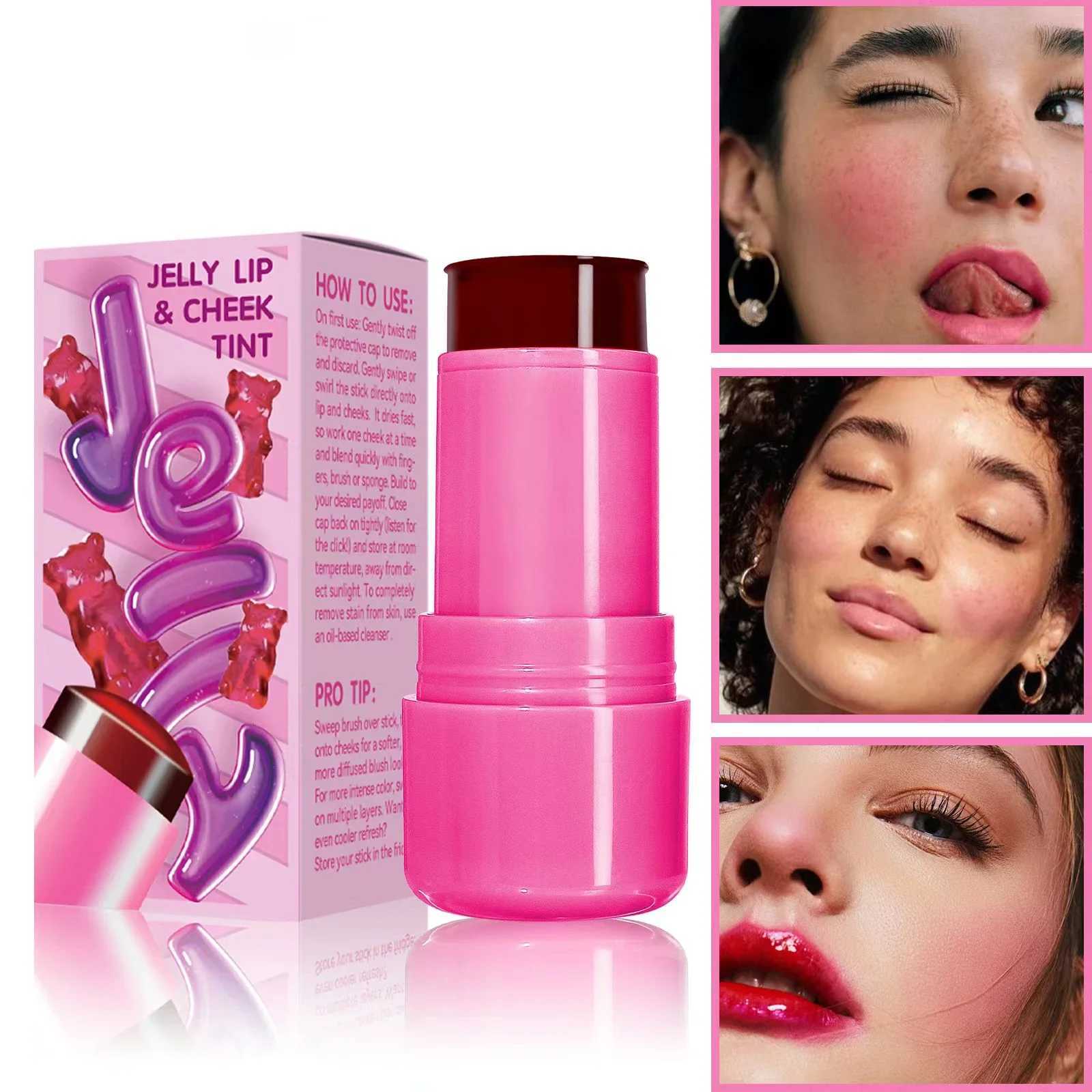 4 Color Jelly Lip Cheek Tint Stick Moisturizing Clear Brighten Lipgloss Lipstick Lasting Tinted B Cream Matte Contour MakeupW250220