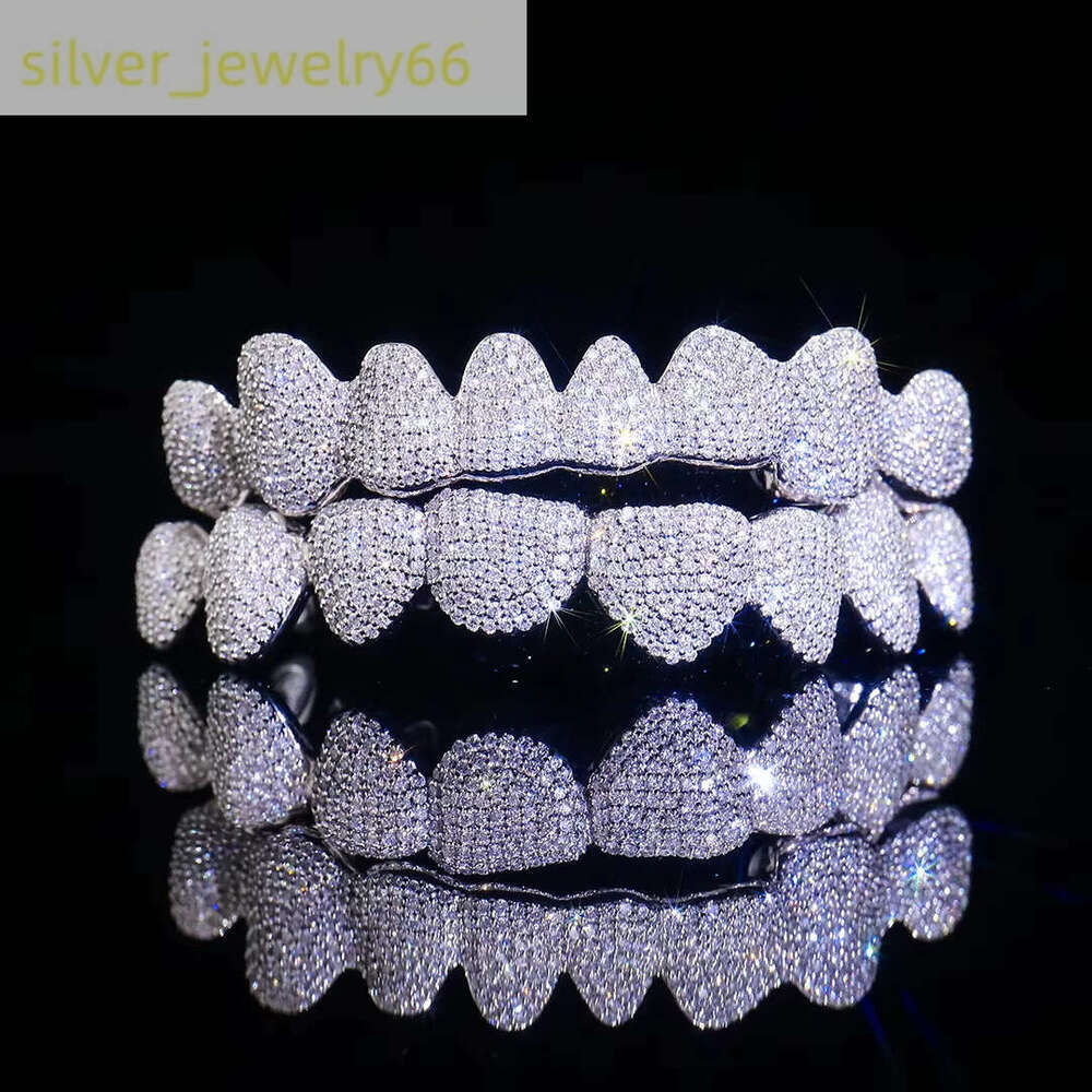 Custom 10k 14K Gold Iced Out VVS Moissanite Grillz Dia for Dentures False Teeth