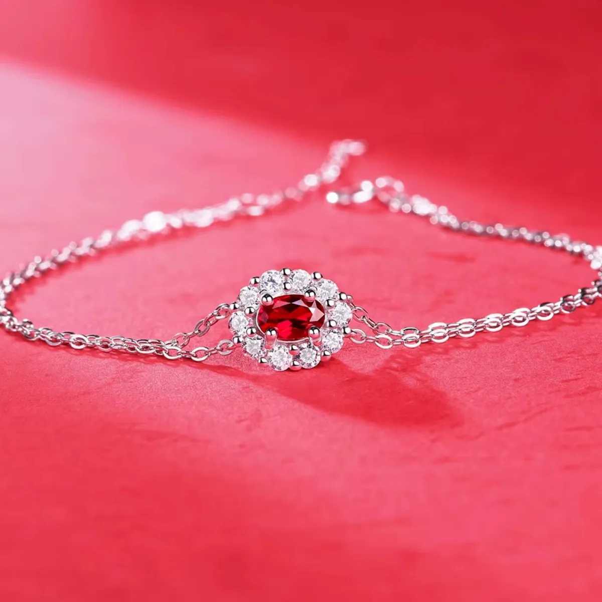 Ruby Bracelet For Women 925 Sterling Silver Plated 18k Platinum Bracelet Fashion Wedding Party Jewelry as GiftXJ250219