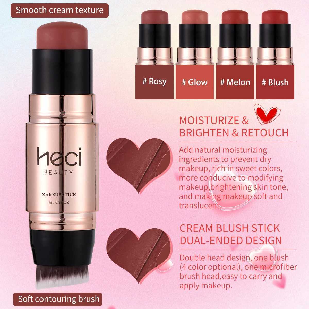 Double Head Cream B Stick Set Rose Gold Durable Matte Velvet Moisturizing Velvet Smooth B Cream with Brush for Mature SkinW250220