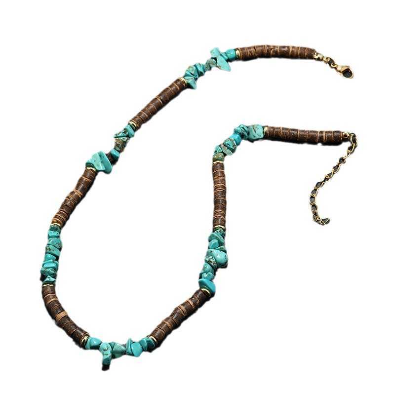 Pendant Necklaces Fashion New Necklace Unique Bohemian Necklace Turquoise Crushed Stone Coconut Shell Mens Surf Punk Necklace H25219