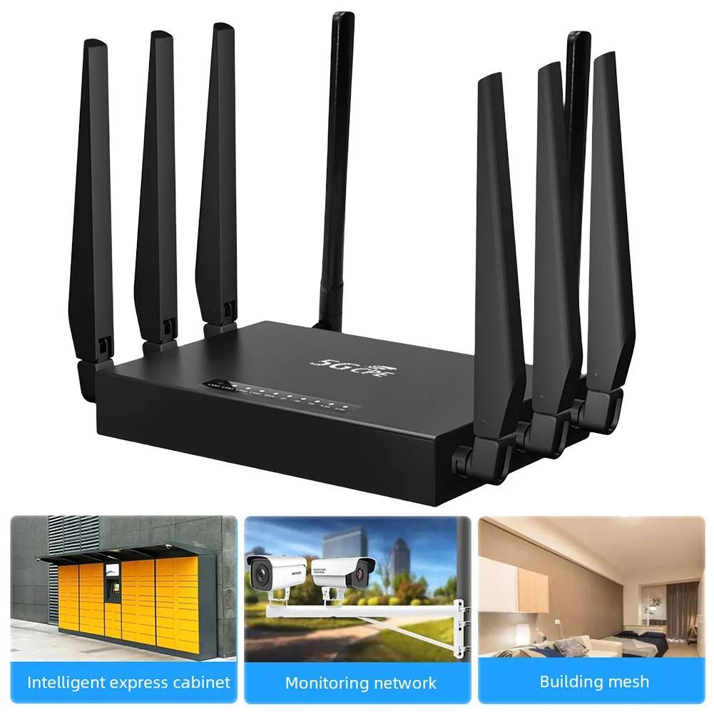 5G CPE WIFI6 Router 4LAN 1WAN Ports WIFI with SIM Card Solt Dual Band 24G58G Wireless 5dBi High Gain Antenna 250213
