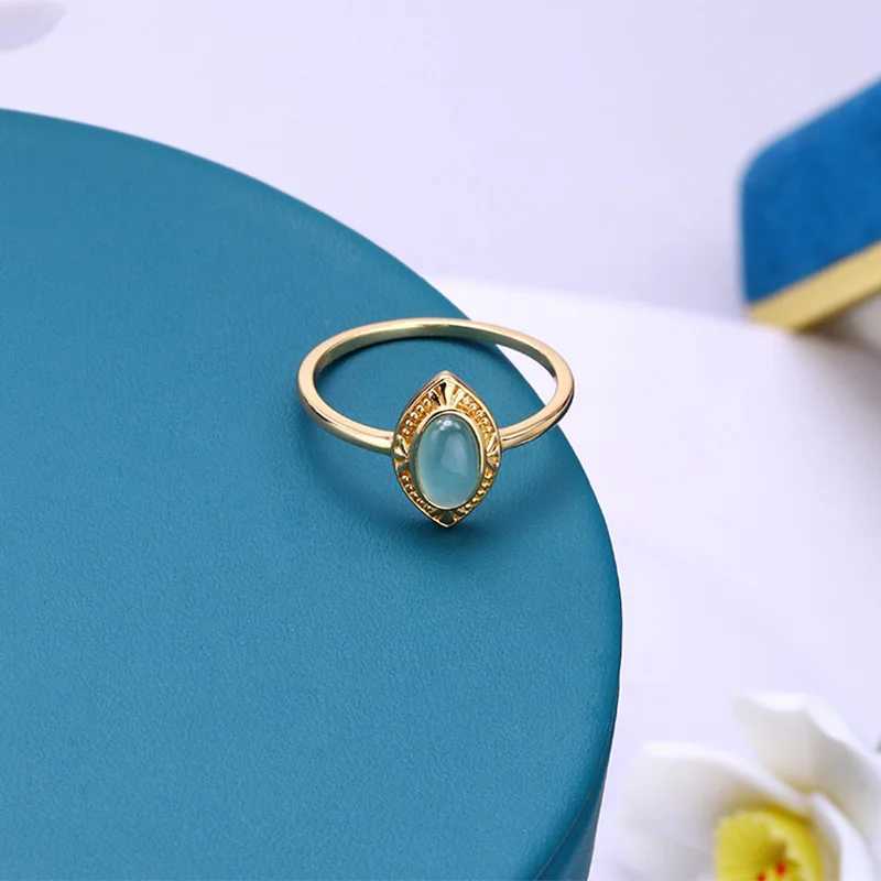 Foxanry Gold Color Ellipse Green Zircon Rings For Wen Girls Vintage Exquisite Trendy Elegant Simple Anniversary Jewelry Gifts X250220