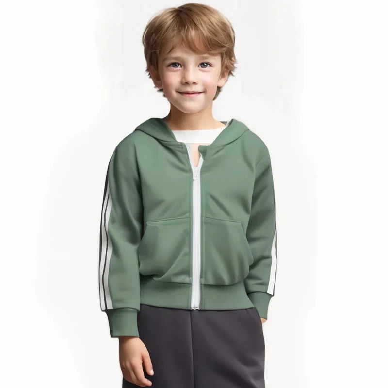 2025 Spring Autumn Zipper Jackets for Boys Childrens Hooded Coat Kids Clothes Cardigan Girls Stripe Long Sleeve Hoodie Tops 250219