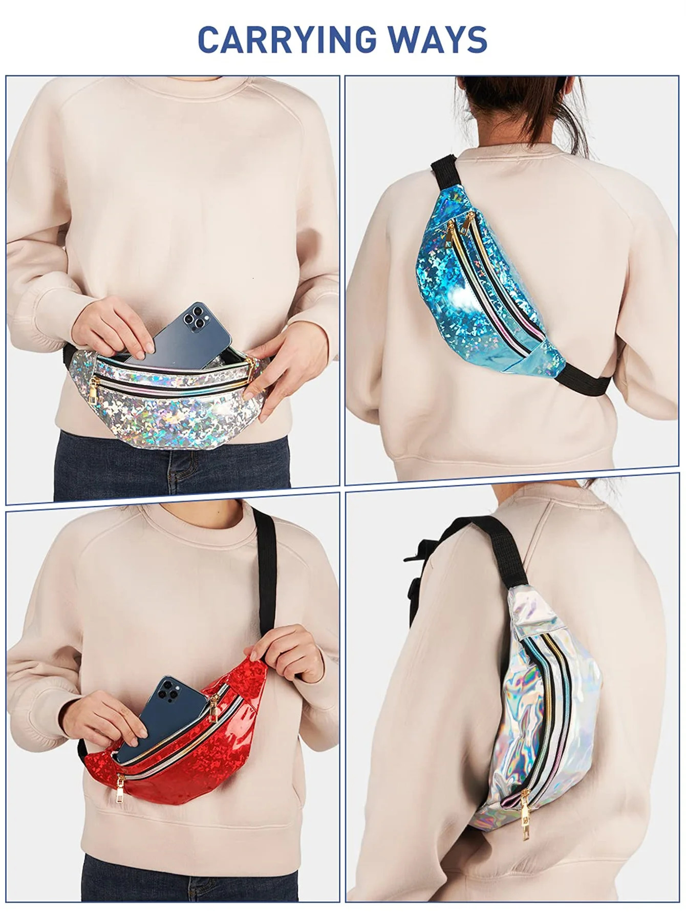 Laser Fanny Pack Belt Bag for Women Cross Body Packs Crossbody Bags small Waist Fashion Bum 250219