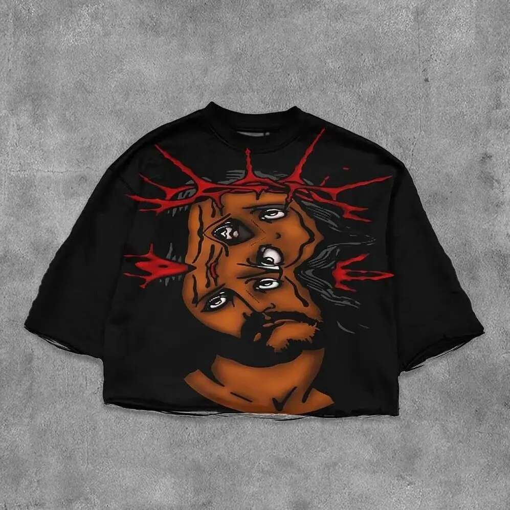 Men's Gothic Short Sleeve T-shirt, Hip Hop, High Street, Casual College, Suitable for All Seasons, Large Size