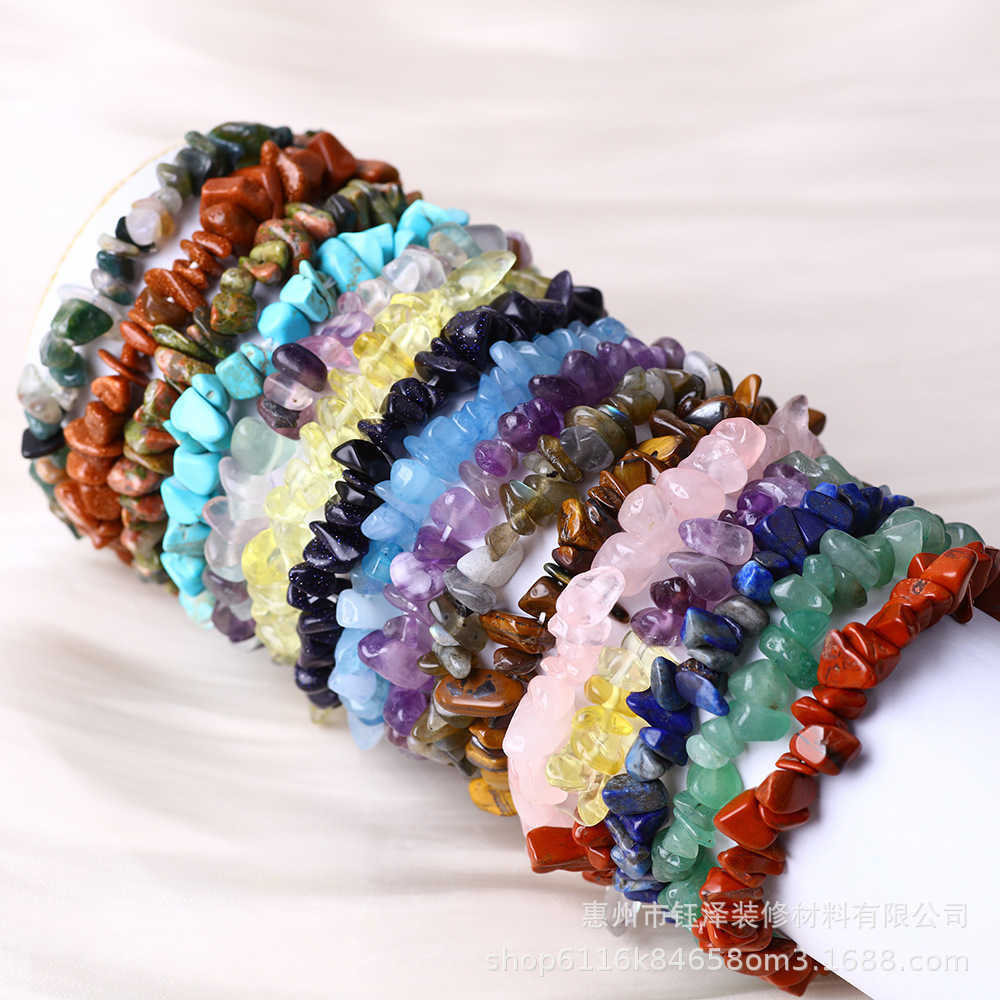 Charm Bracelets Hot selling natural crystal crushed stone womens chain bracelet irregular rainbow crushed stone summer bracelet elastic bracelet H2522