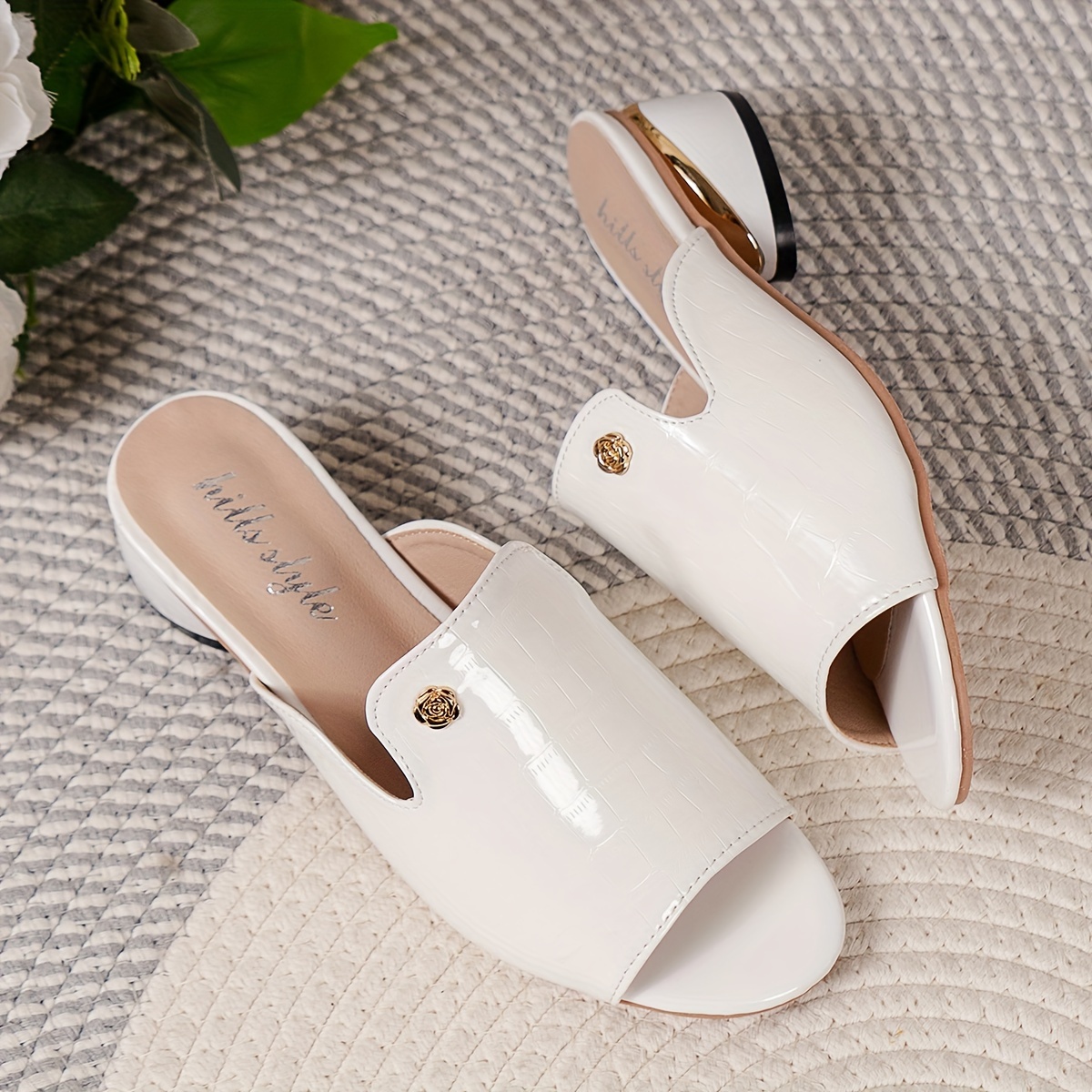Women's crocodile print chunky sandals, fashion peep-toe dress shoes, fashion loafers