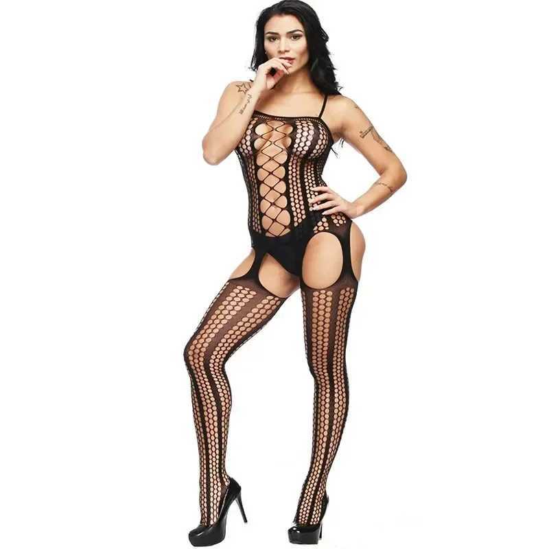 Sexy Costumes Fishnet Bodysuits Transparent Open Crotch Body Stockings Sex Bodysuit Sexy BodyStockings Mesh Erotic Lingerie W250220