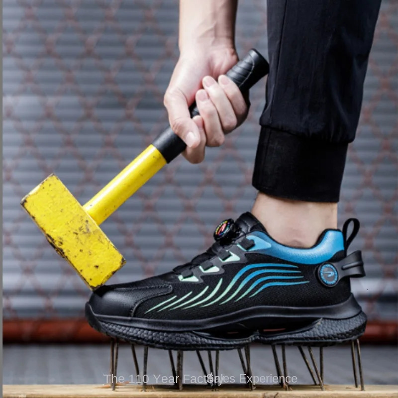Rotating Button Safety Shoes Men Antismash Antipuncture Work Fashion Sport Security Protective Boots 250219