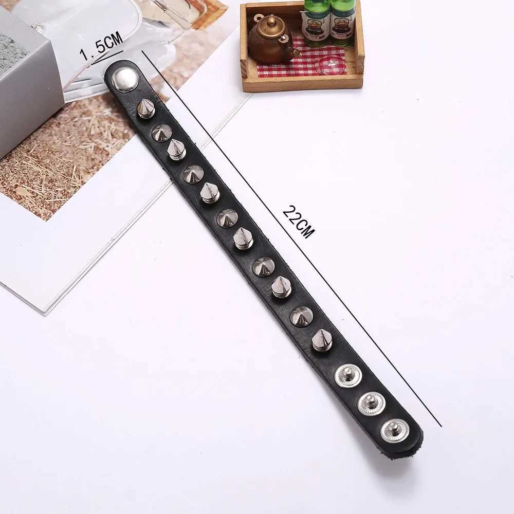 New 3PCS/Set Black Goth Emo Boho Bracelets For Men Women Punk Gothic Spike Rivets PU Leather Bracelet Bangles Party Jewelry GiftXJ250219