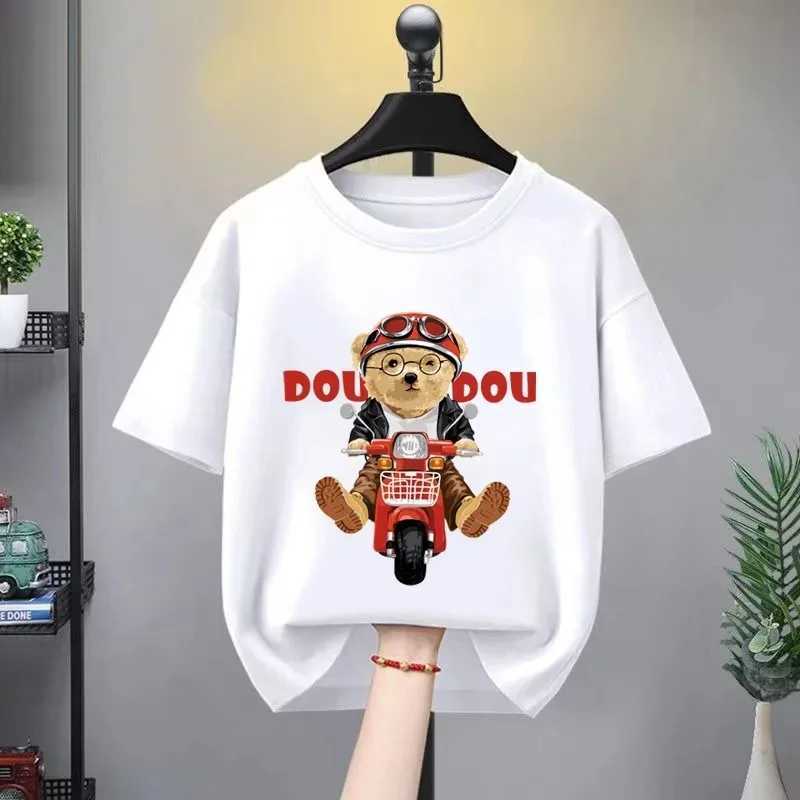 T-shirts Boys and Girls 100% Cotton T-Shirts Summer Baby Sports Cartoon T-Shirts Fashion Printed Cool Bear Crew Childrens Clothing H250220