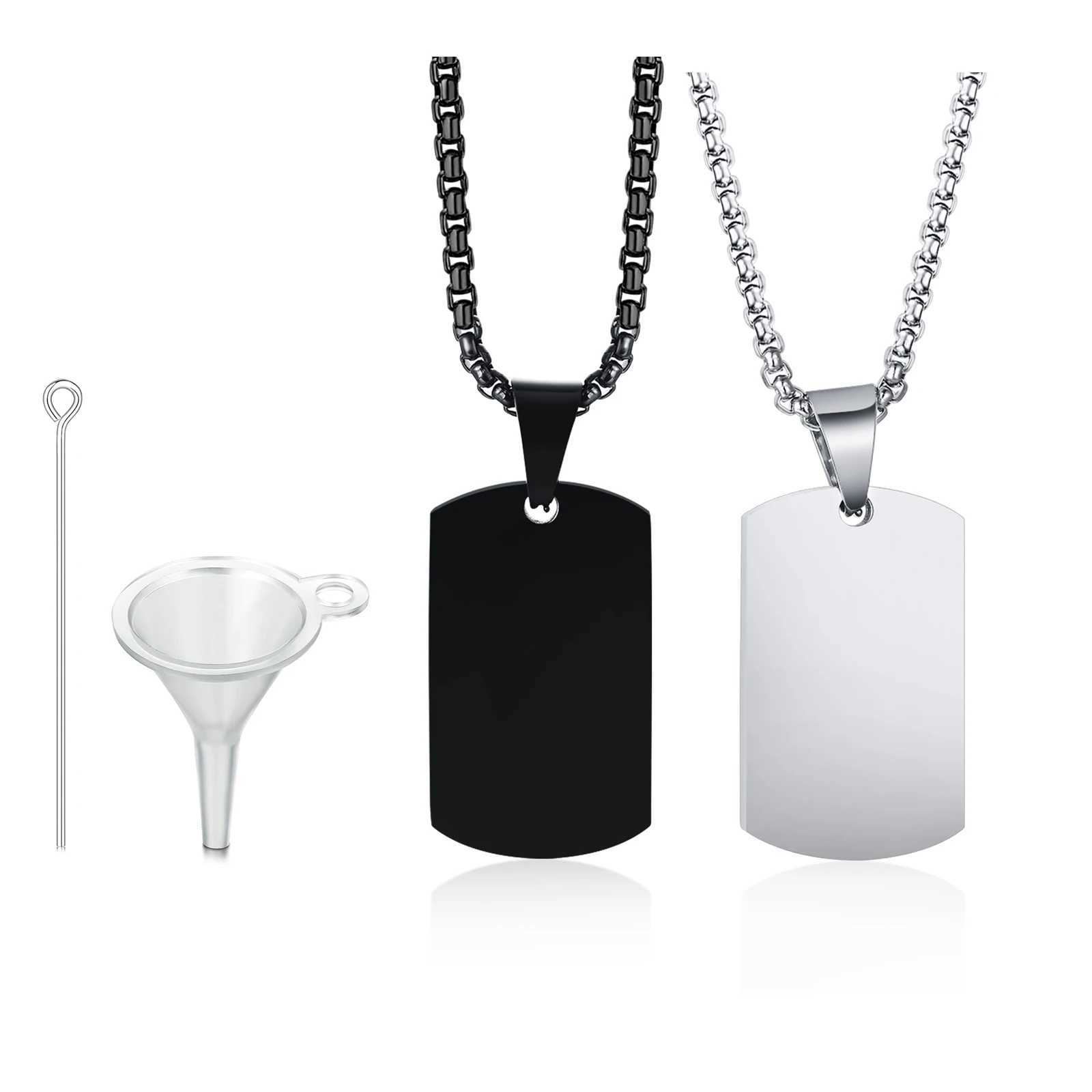 Men Dog Tag Urn NecklaceStainl Steel Ashes Cremation Urn Pendant Necklaces with FunnelCommemorative Jewelry GiftsXJ250219