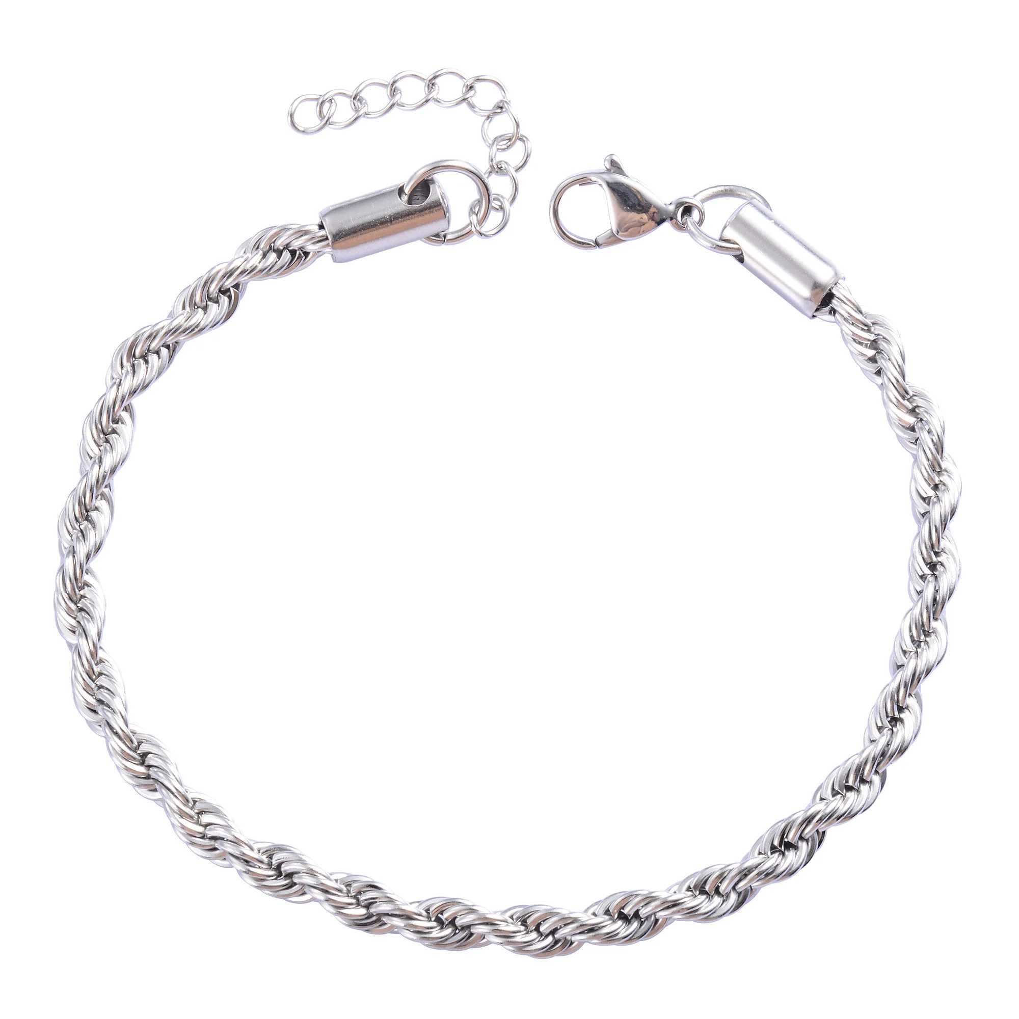 Men Rope Chain Bracelet for Women Stainl Steel Bangle Gold/Silver Color Ankle Anklet Gift Jewelry Accories with ExtensionXJ250219