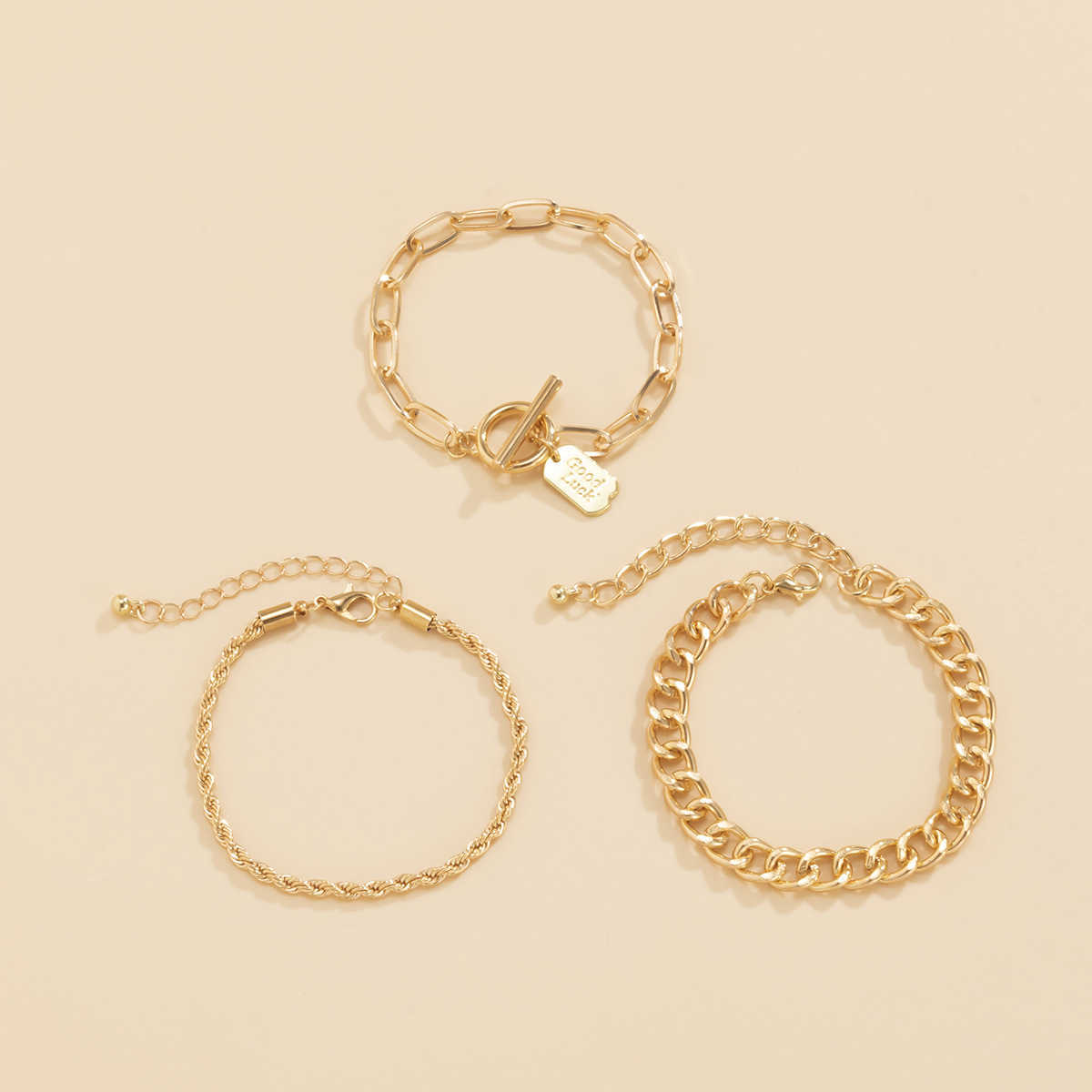 Charm Bracelets Female personalized cross twist chain hollow Bracelet Set punk geometric square player ornament H25220