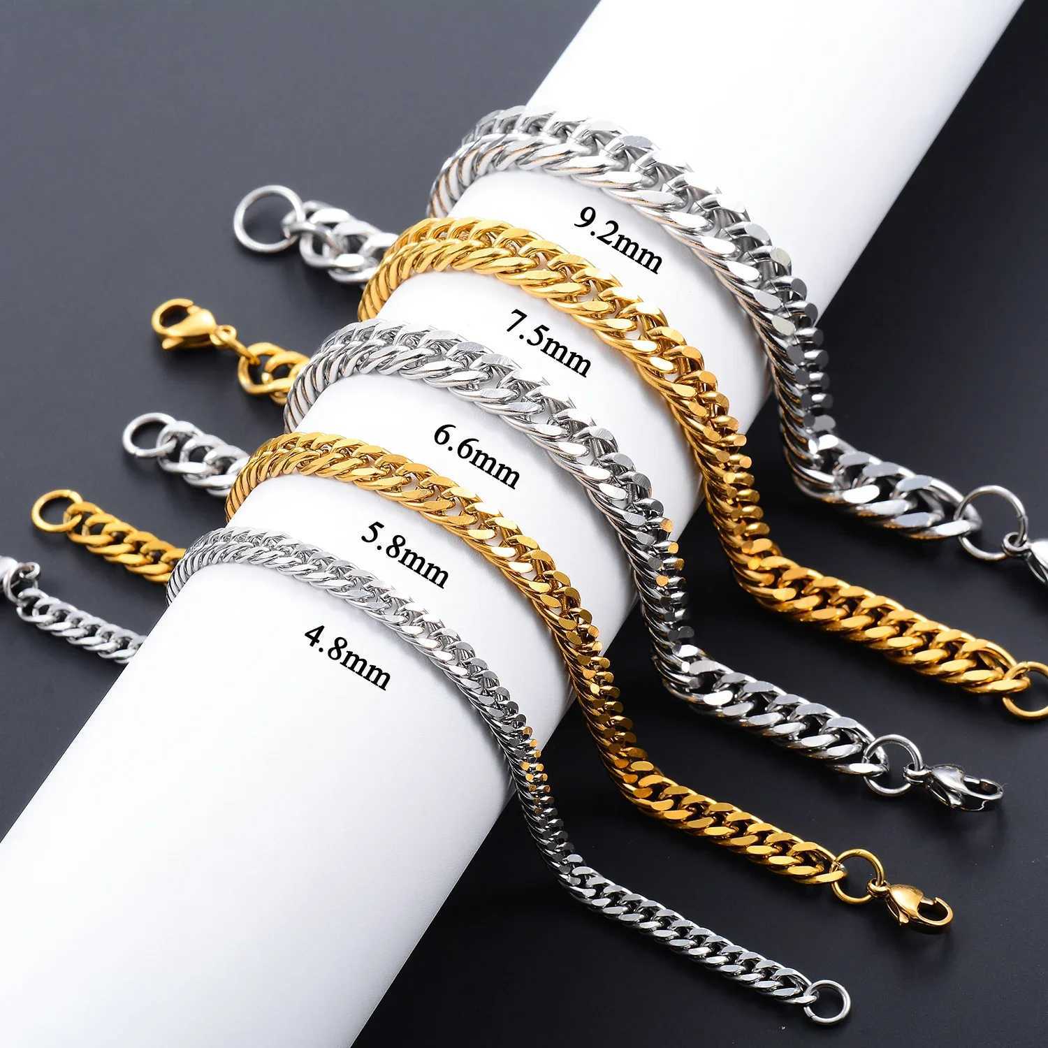 New Tren Silver Gold Color 316L Stainl Steel Cu Cuban Link Base Chain Unisex Wrist Jewelry Gifts for Men WomenXJ250219
