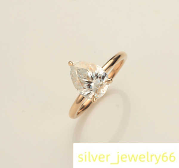 AAA Gems 3 Prong Solitaire Pear Setting 14K/18K Gold Wedding Band Ring Moissanite Engagement Rings