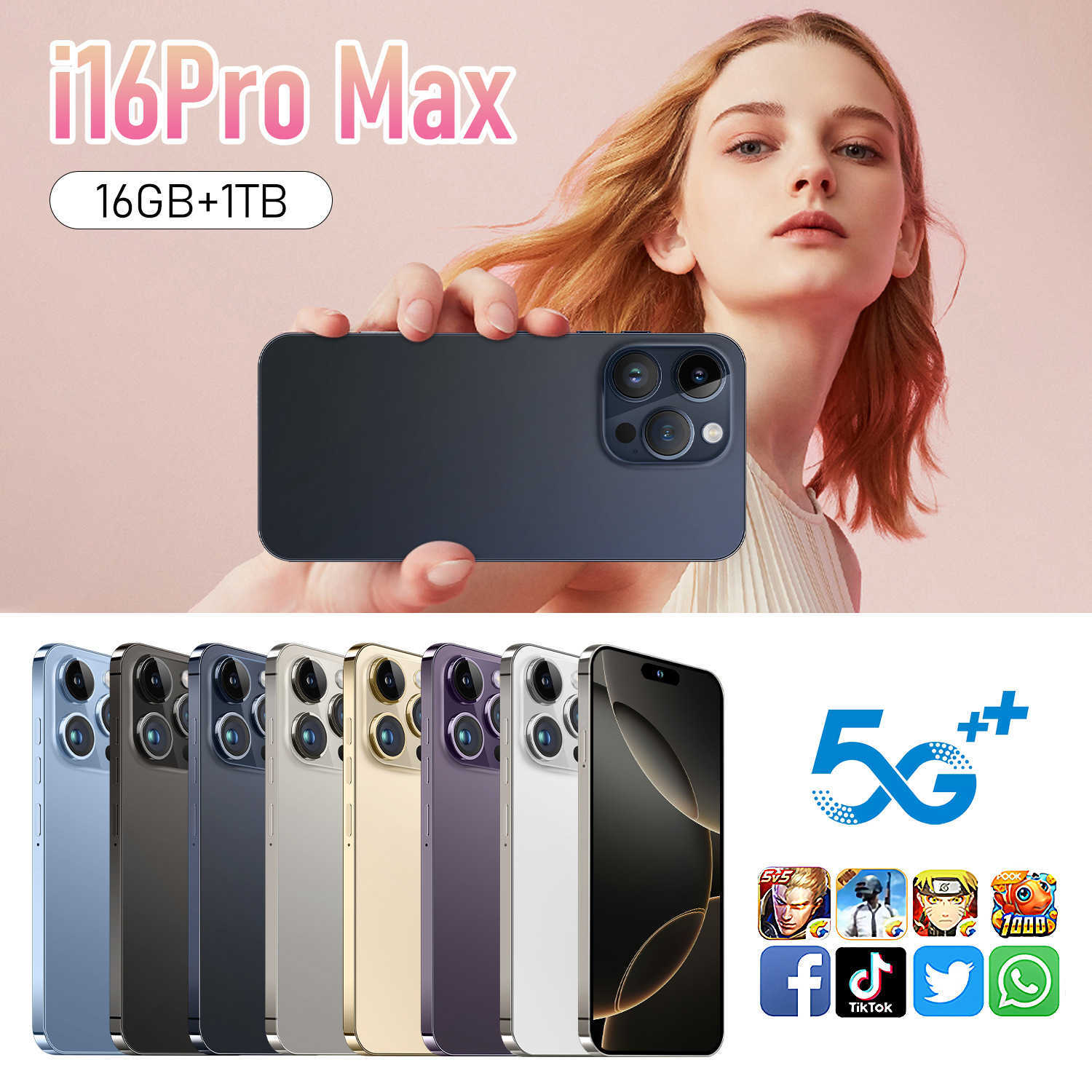 Cell Phones I16 Pro Max smartphone 6.53-inch dynamic island large screen Android 8.1 smartphone S25220
