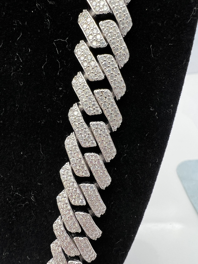 Hip Pop Sterg Sier Moissanite Dia Cuban k Chain Necklace