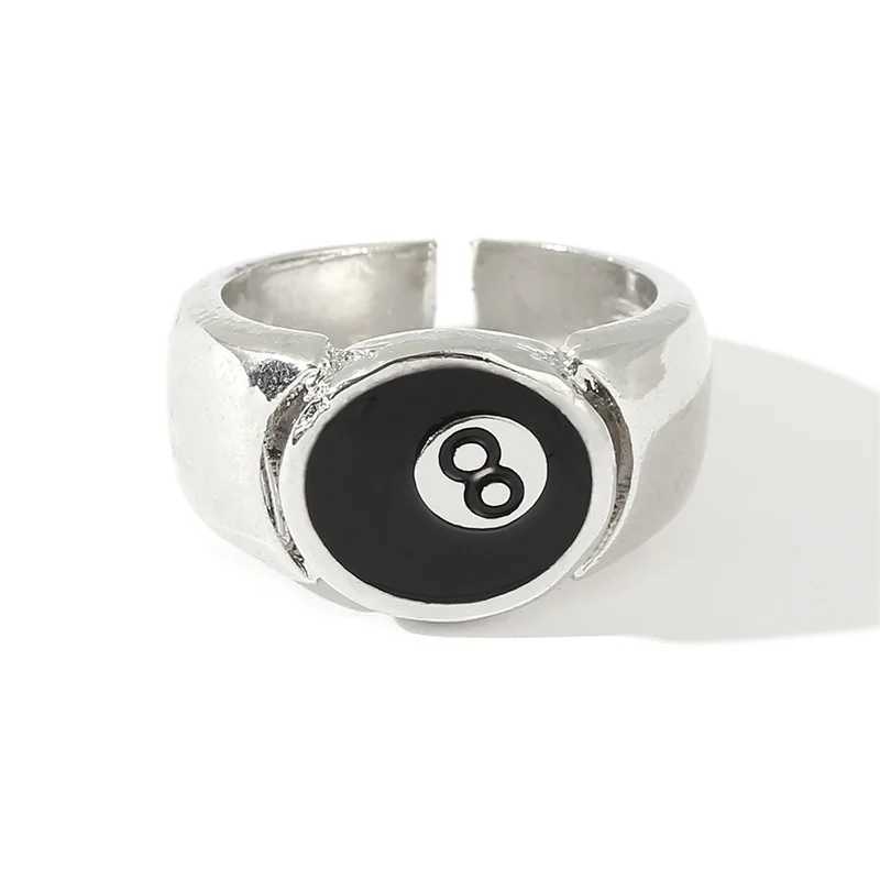 Number 8 Black Pool Billiard Ball Ring for Man Personality Charm Cocktail Party Accessories Eight X250220
