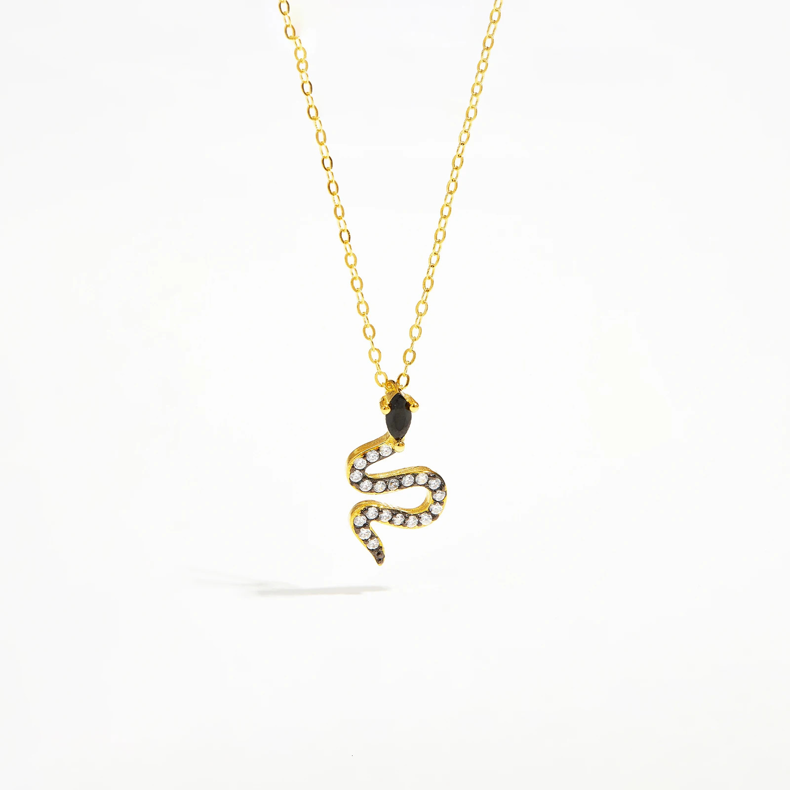 ANDYWEN 925 Sterling Silver Gold Split Plating On Snake Gun Pendant On Chain Necklace Women Jewelry Crystal 250220