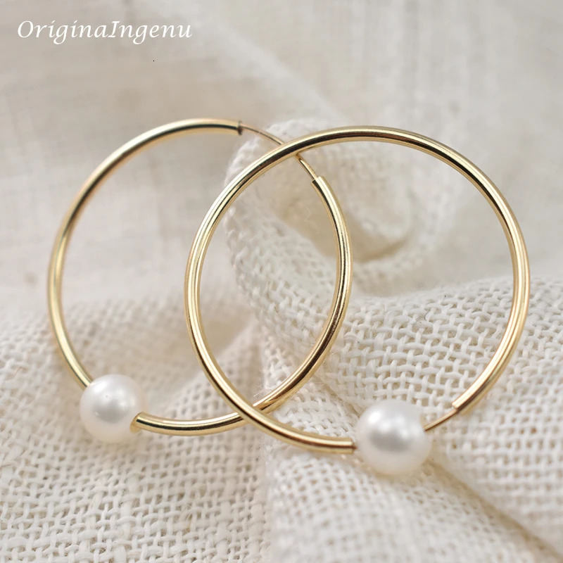 14K Gold Filled Hoop Earrings Natural Pearl Jewelry Gold Hoop Earrings Brincos Pendientes Earrings Boho Earrings Gold Jewelry 250219