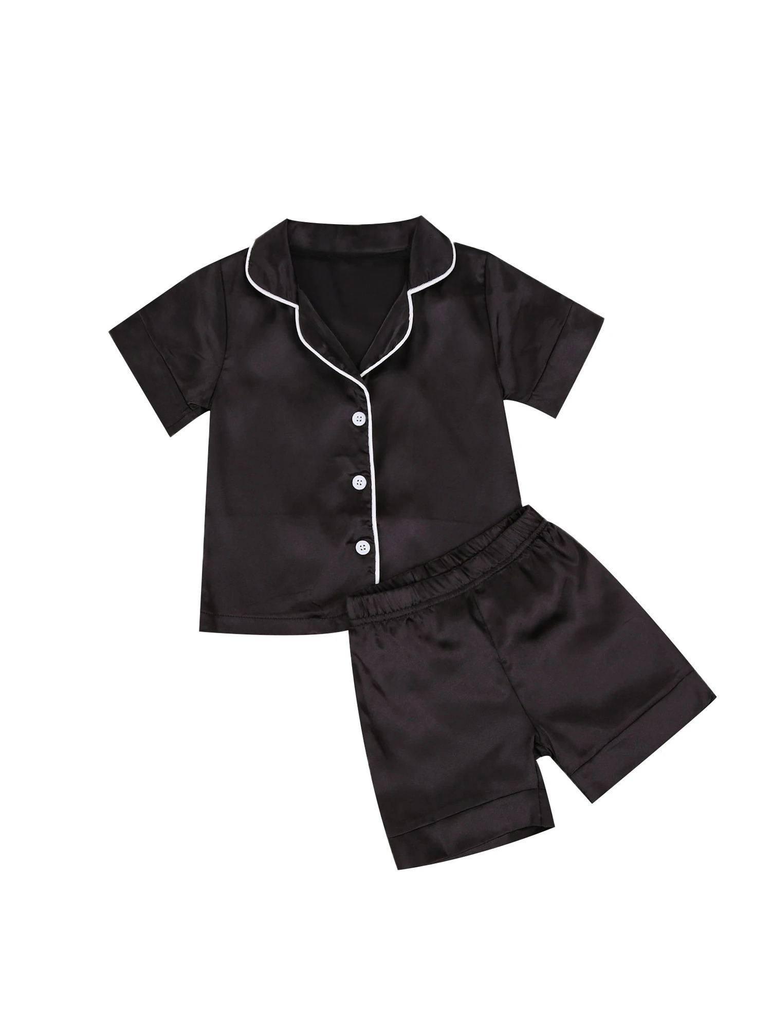 Infant Girl Pink Silk Pajamas Toddler Sleepwear Set with Long Sleeve Top and Pants Cute Button-Up Nightwear for Baby 250220