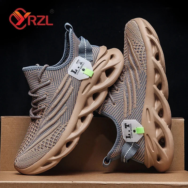 YRZL Men Sports Running Black Jogging Shoes Casual Sneakers Outdoor Breathable Mesh Women Light Shockabsorption Tennis 250219