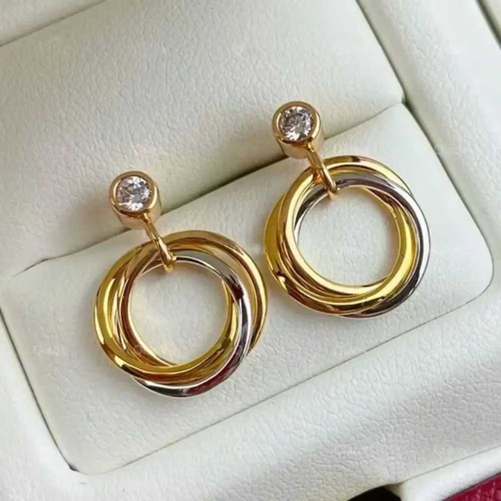 Stud 925 silver three ring earrings for womens fashion womens jewelry party gifts popular new products from Zhihu J250217 1VP41