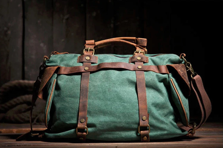 Vintage Military Canvas Genuine Leather Men Shoulder Bag Sling Crossbody Bag Tote Handbag Men Canvas Messenger Bag Leisure 250218