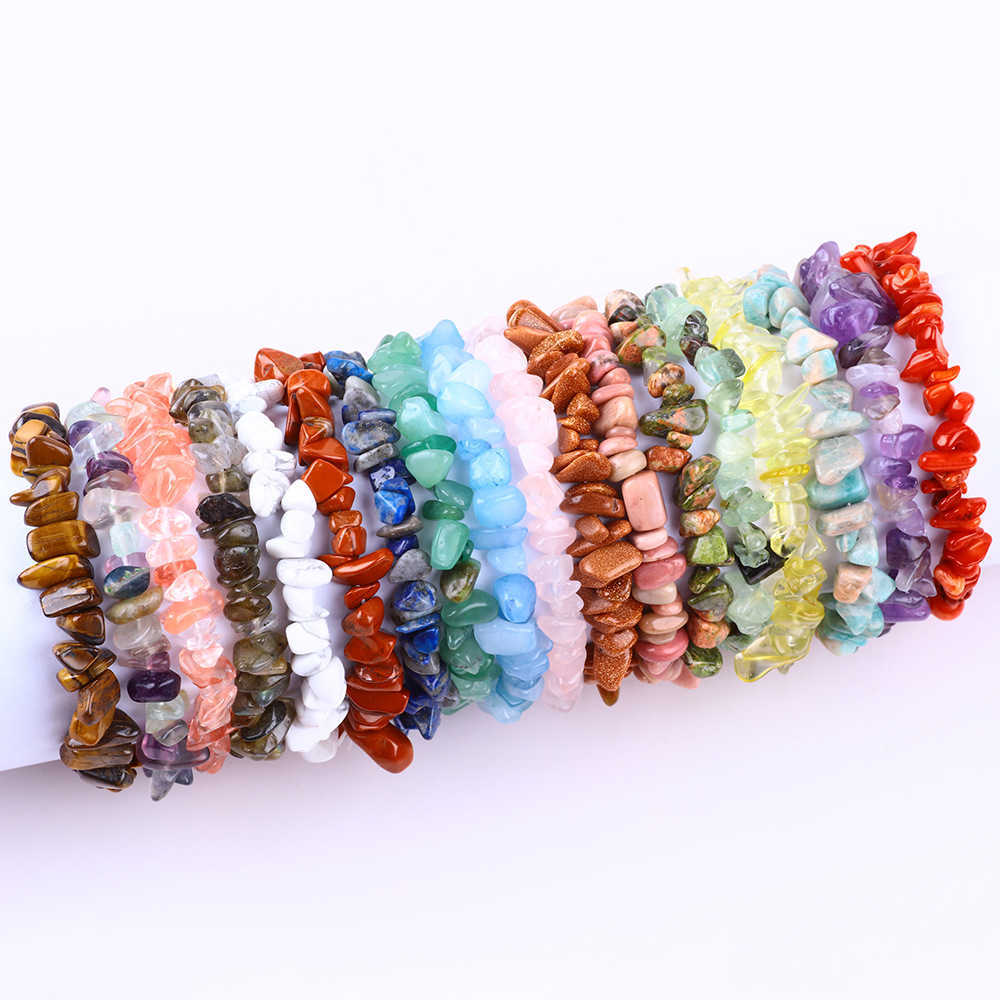 Charm Bracelets Hot selling natural crystal crushed stone womens chain bracelet irregular rainbow crushed stone summer bracelet elastic bracelet H2522