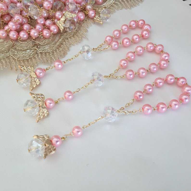 Charm Bracelets Hot selling Etsy Angel Baptism Gift Acrylic Rose Bead Bracelet Prayer Bead Love Angel Wings Bracelet H25220