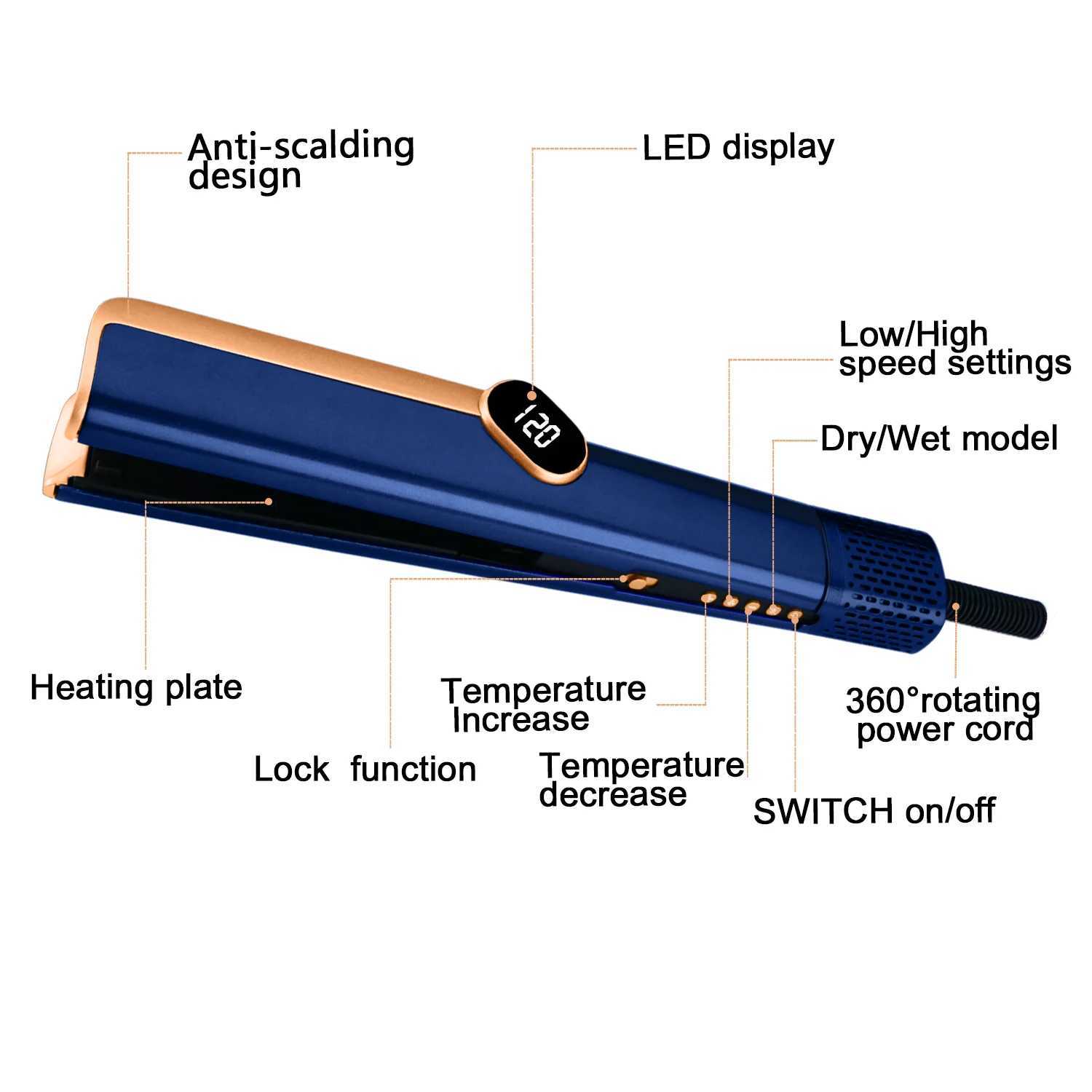 Airstrain hair dryer 2 in wet to dry cold air direct current iron 0000rmp airflow hair dryer cold air straightener W250220