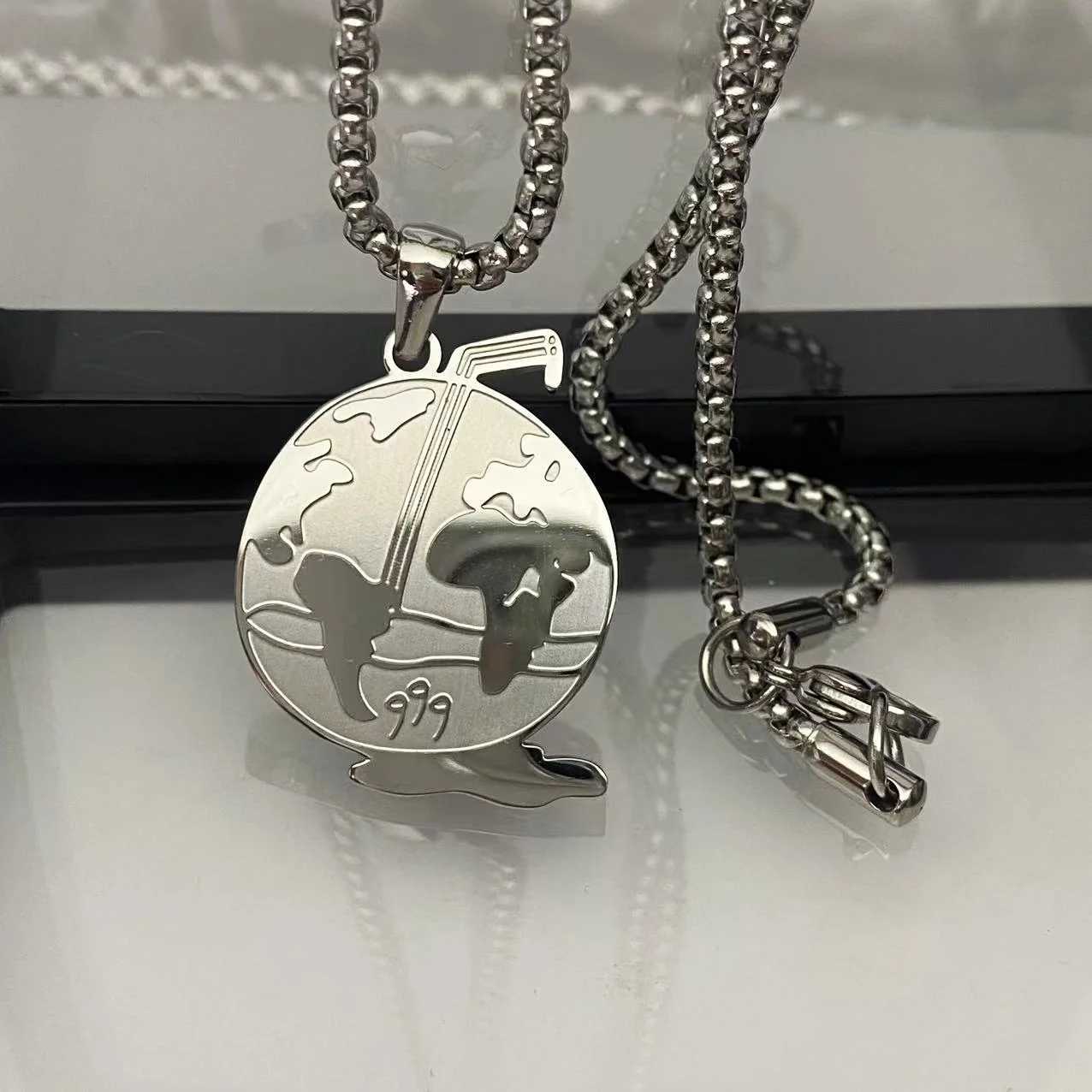 Pendant Necklaces Exquisite Stainless Steel Juice World 999 Cup Pendant Necklace Personalized Hip Hop Necklace Hoodie Accessories Fashion Jewelry J250215