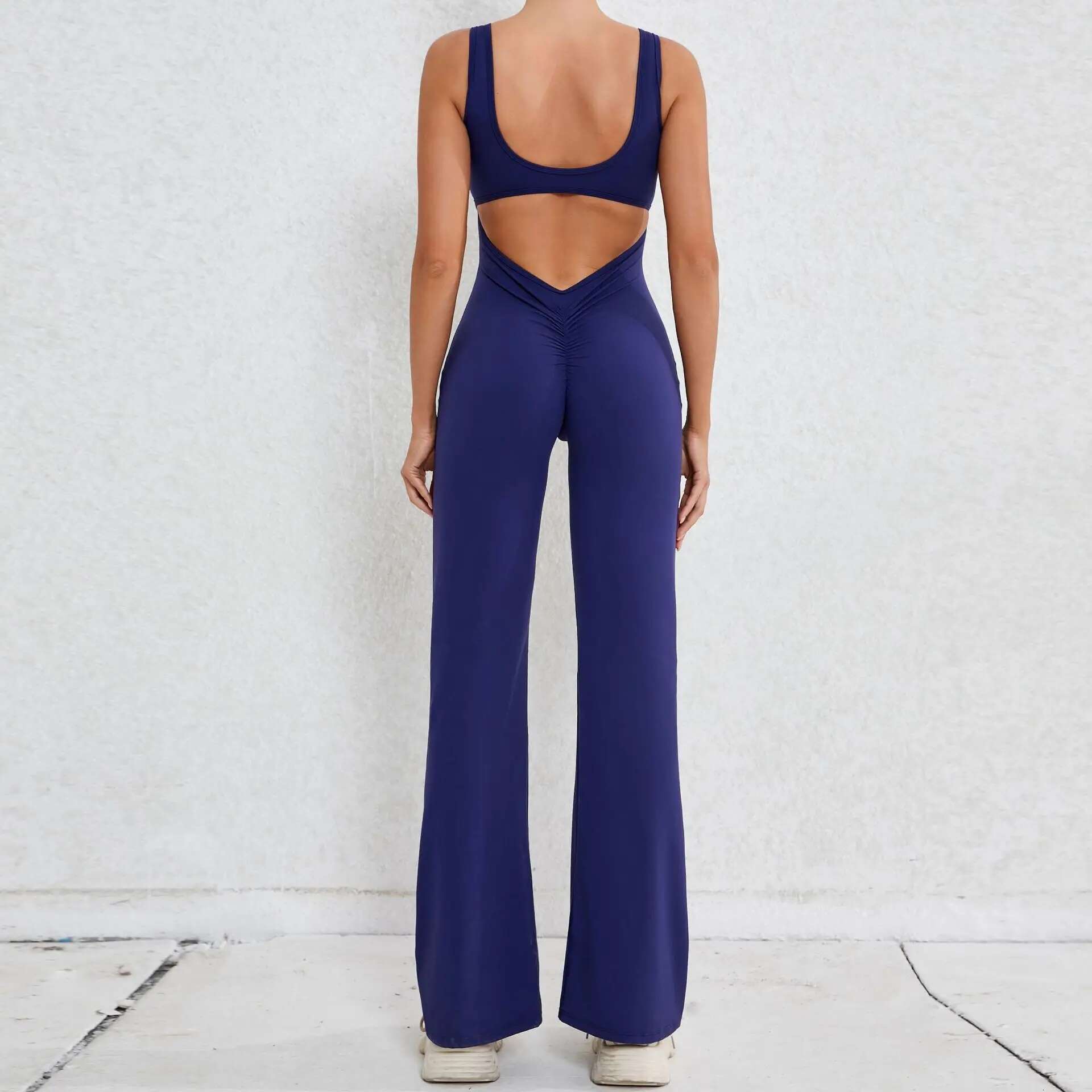 Seamless Yoga Jumpsuits Sports Fiess Hollow-Out Beauty Back Hip-Lifting One-Piece Exercise Workout Gym Tracksuit For Women